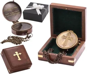 RII Solid Brass Compass Personalised Gifts for Men with Engraved Message, Graduation Day Gifts for Men, Birthday Gifts for Men/Boys, Father to Son Gifts, Romantic Gifts