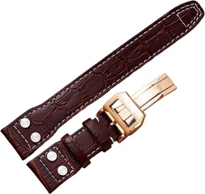 Rivet Cow Leather Wristband For IWC Pilot Mark Series Watch Band Genuine Leather Strap Accessories 22mm