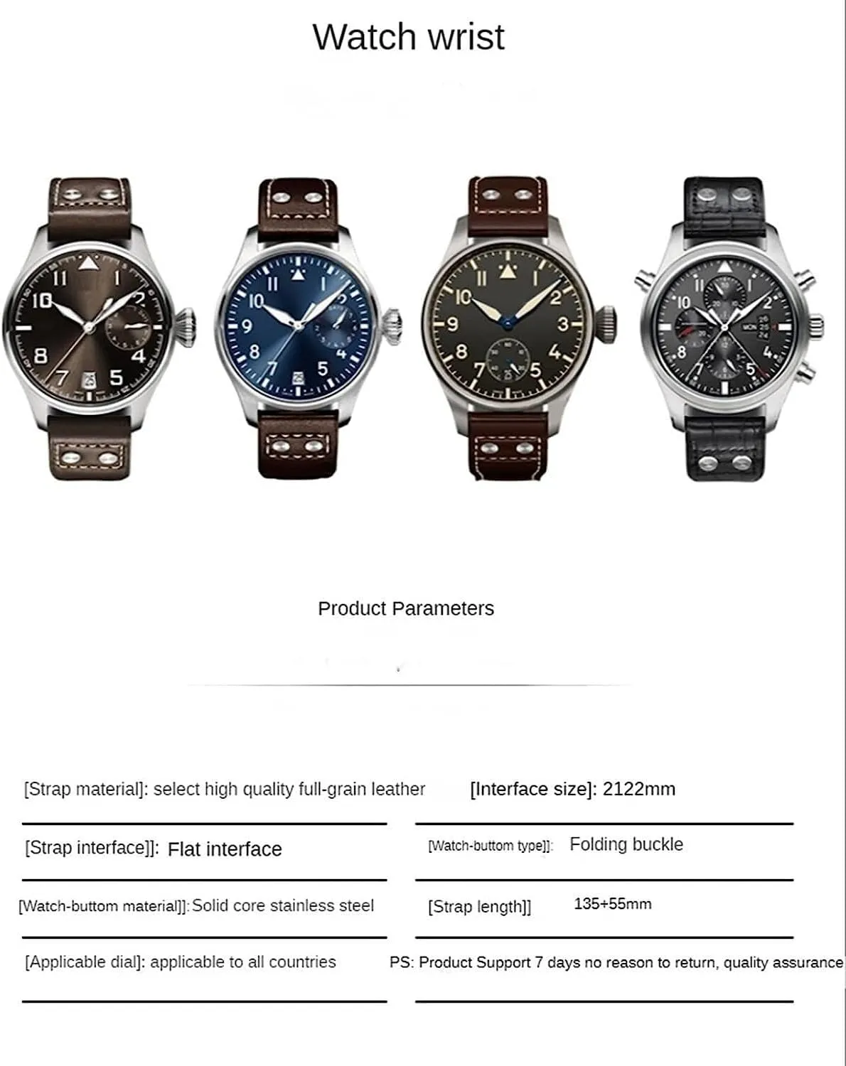 Rivet Leather Watch Strap For IWC Pilots Iw500916 Sweat Proof Watch strap Accessories 21 22mm