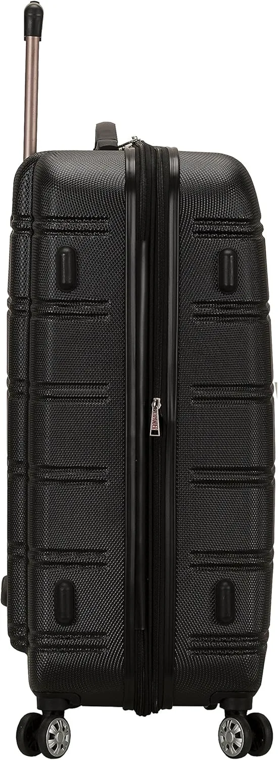 Rockland Melbourne Hardside Expandable Luggage with Spinner Wheels, Black, Checked Large 28"
