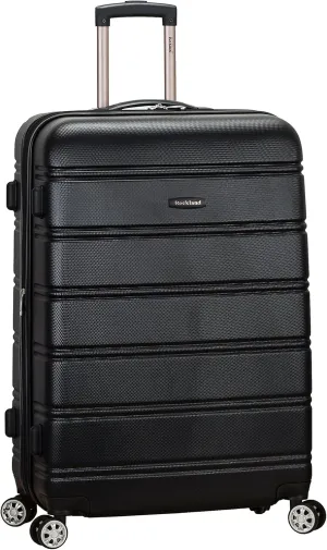 Rockland Melbourne Hardside Expandable Luggage with Spinner Wheels, Black, Checked Large 28"