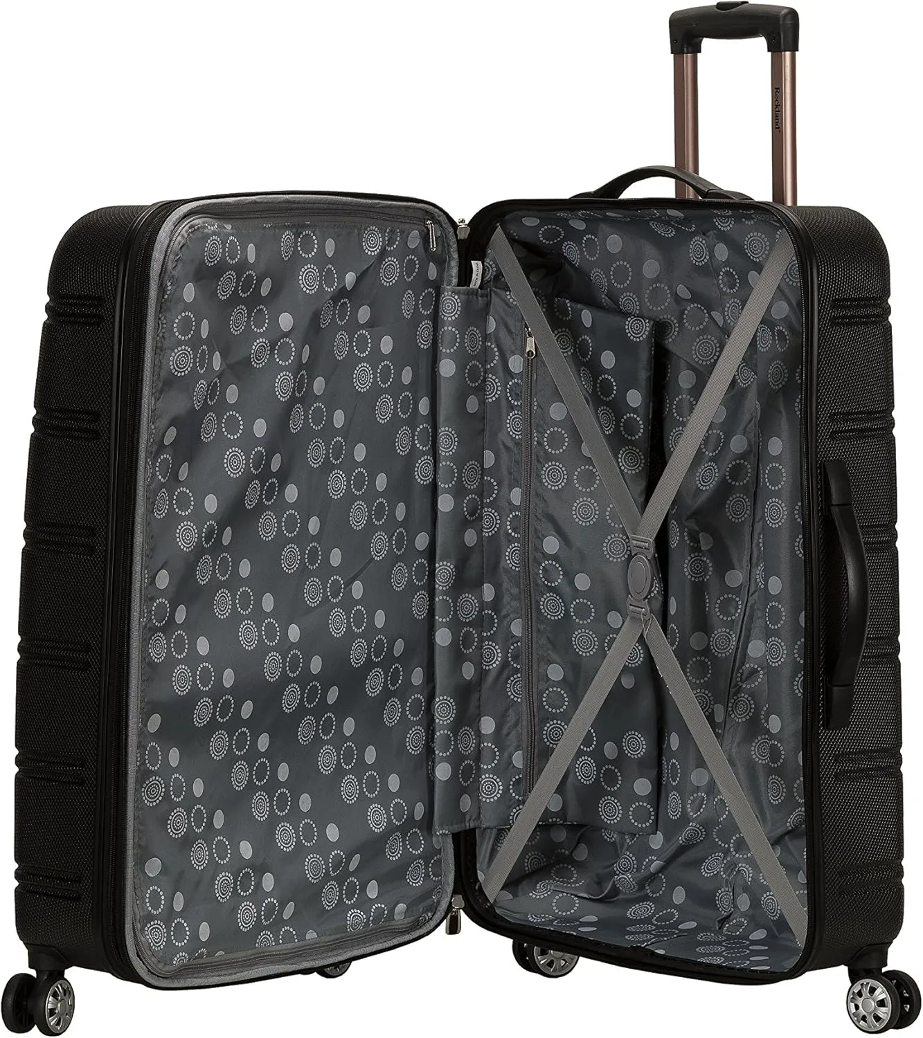 Rockland Melbourne Hardside Expandable Luggage with Spinner Wheels, Black, Checked Large 28"