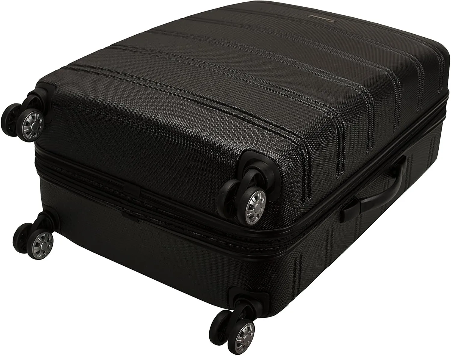 Rockland Melbourne Hardside Expandable Luggage with Spinner Wheels, Black, Checked Large 28"