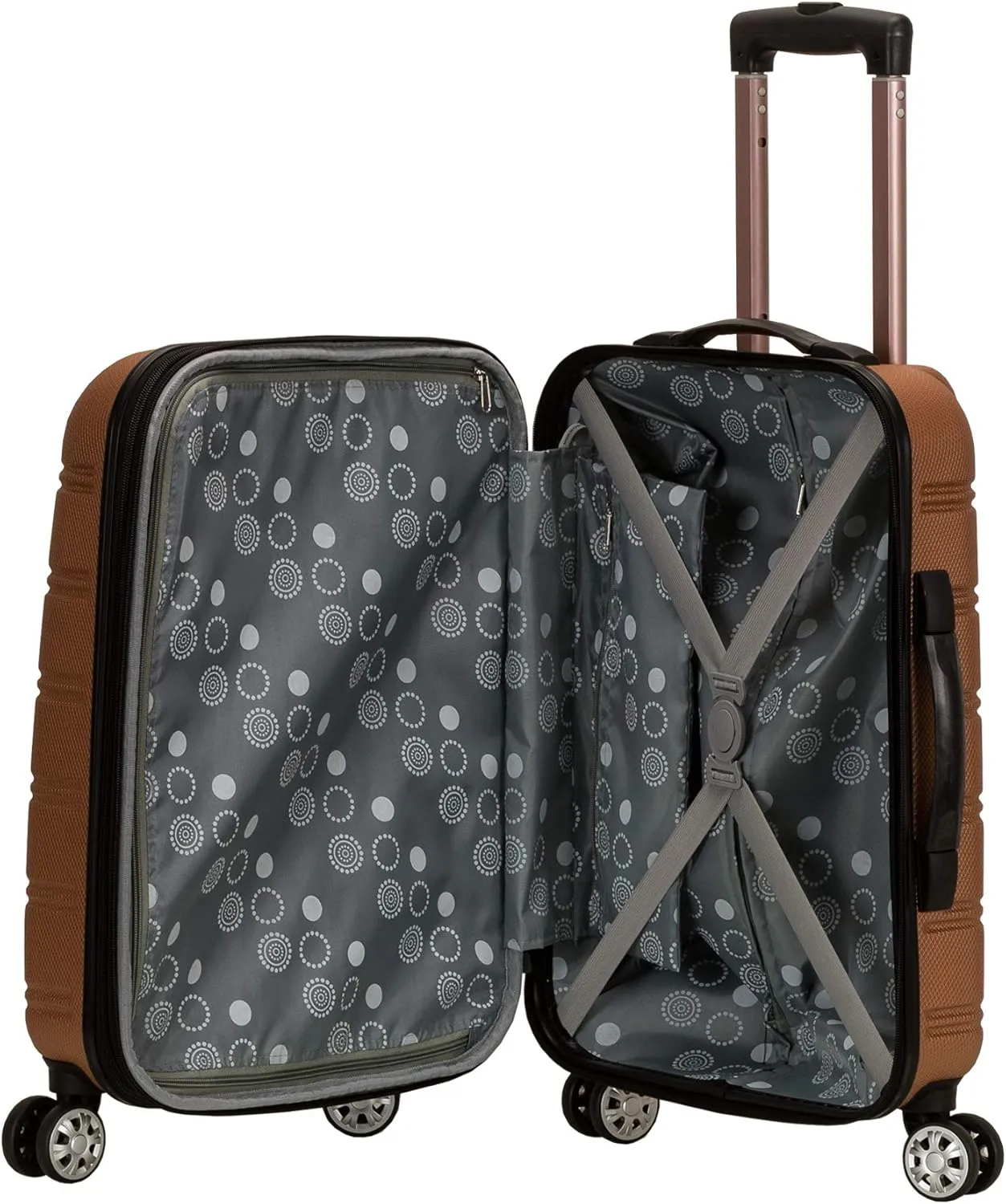 Rockland Melbourne Hardside Expandable Spinner Wheel Luggage, Brown, Carry-On 20-Inch