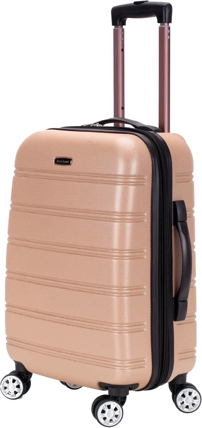 Rockland Melbourne Hardside Expandable Spinner Wheel Luggage, Champagne, Carry-On 20-Inch