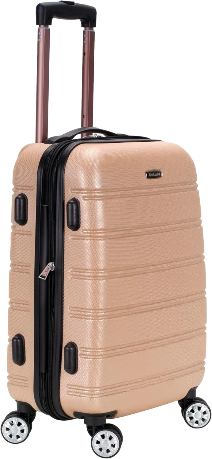 Rockland Melbourne Hardside Expandable Spinner Wheel Luggage, Champagne, Carry-On 20-Inch