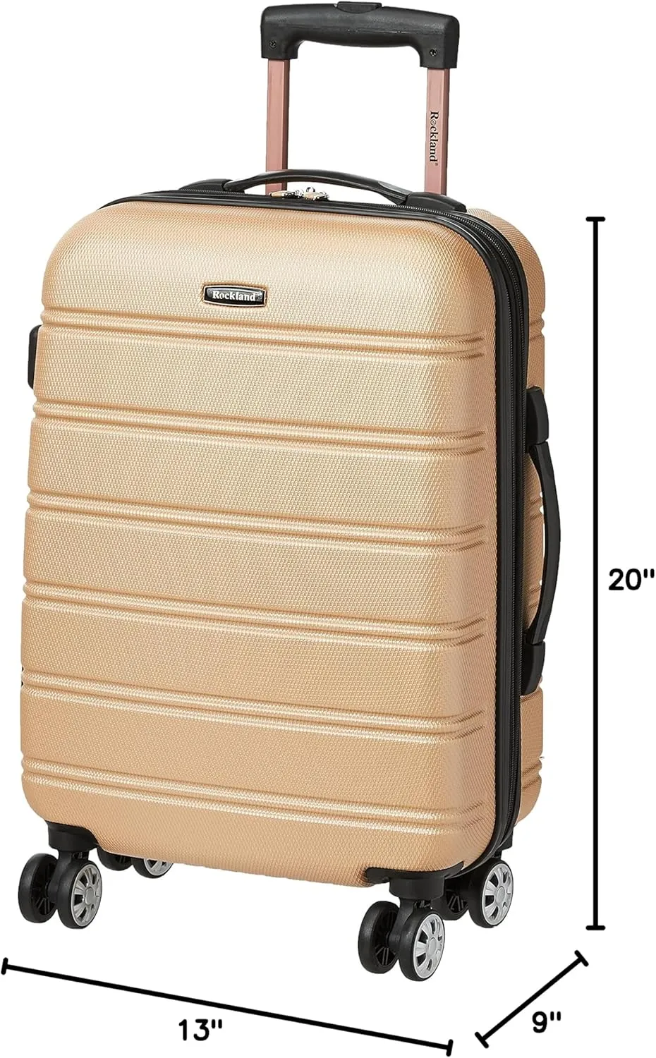 Rockland Melbourne Hardside Expandable Spinner Wheel Luggage, Champagne, Carry-On 20-Inch