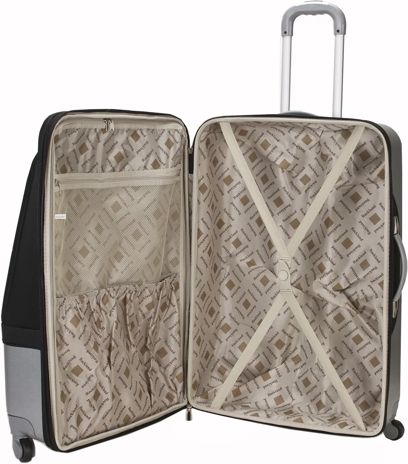 Rockland Rome Hybrid Spinner Wheel Luggage, Black, 3-Piece Set (20/24/28)