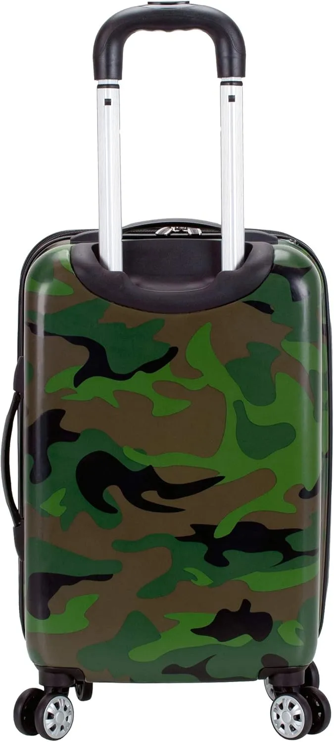 Rockland Safari Hardside Spinner Wheel Luggage, CAMO, 3-Piece Set (20/24/28)