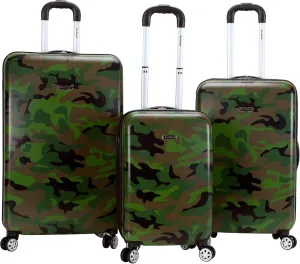 Rockland Safari Hardside Spinner Wheel Luggage, CAMO, 3-Piece Set (20/24/28)