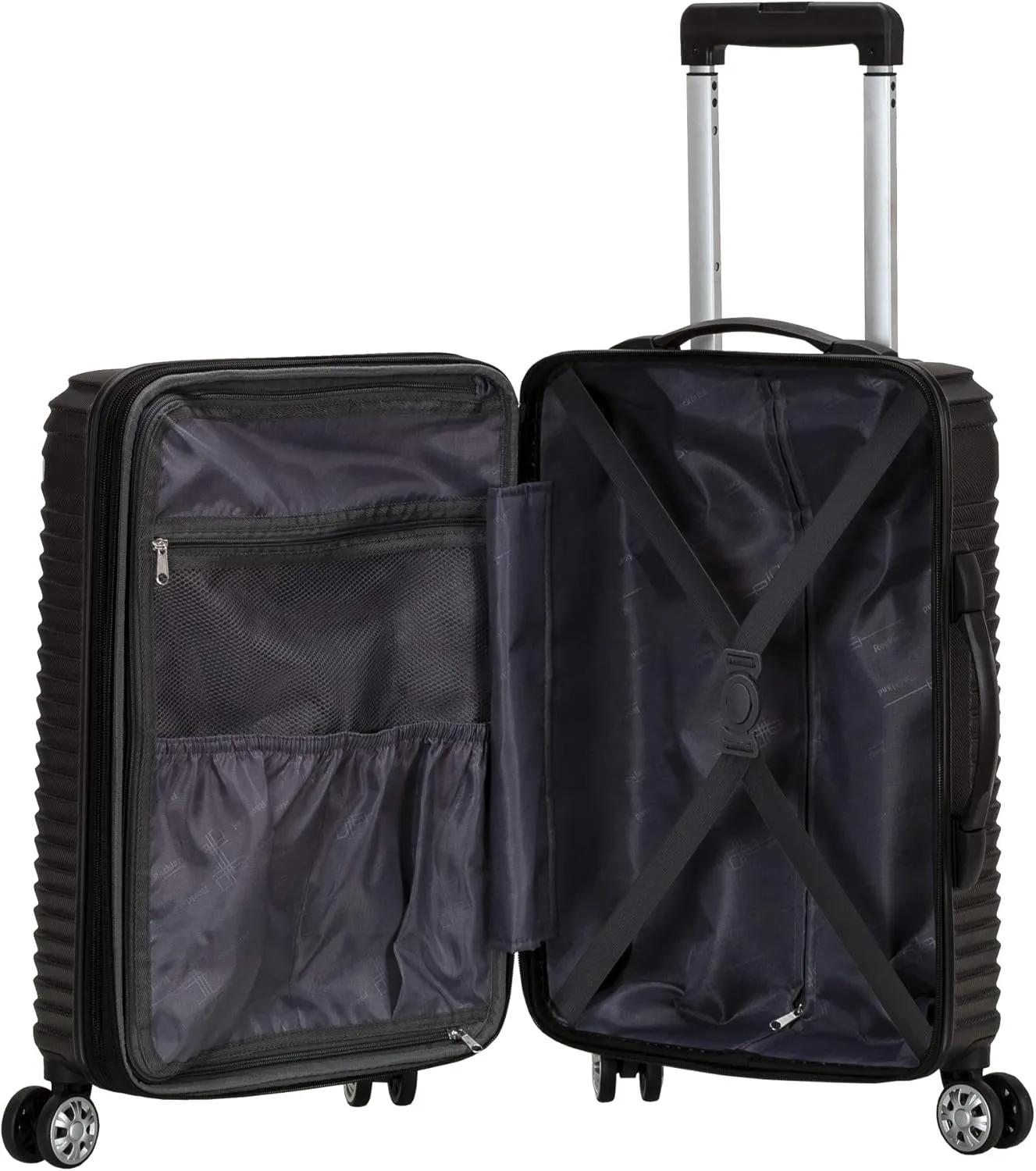 Rockland Star Trail Hardside Spinner Wheel Luggage, Black, 2-Piece Set (20/28)