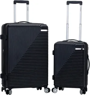 Rockland Star Trail Hardside Spinner Wheel Luggage, Black, 2-Piece Set (20/28)