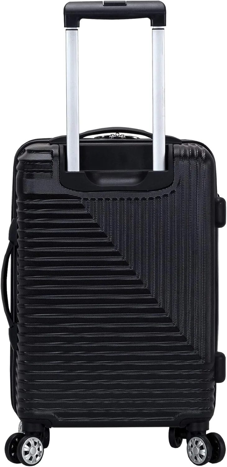 Rockland Star Trail Hardside Spinner Wheel Luggage, Black, 2-Piece Set (20/28)