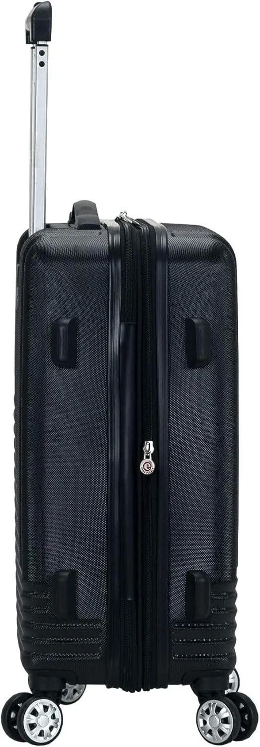 Rockland Star Trail Hardside Spinner Wheel Luggage, Black, 2-Piece Set (20/28)