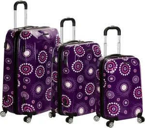 Rockland Vision Hardside Spinner Wheel Luggage, Purple Pearl, 3-Piece Set (20/24/28)