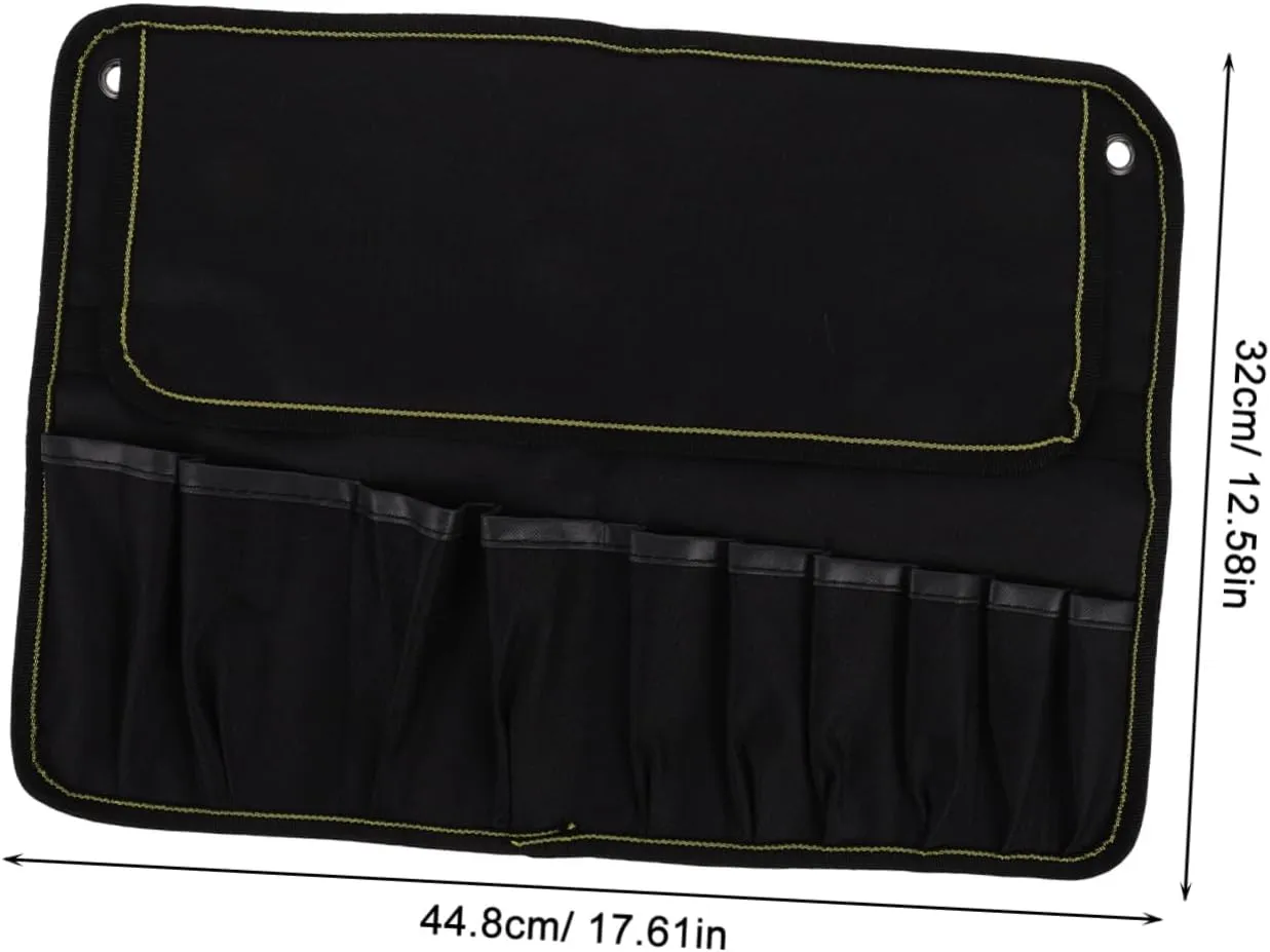 Roll Motorcycle Kit Mechanical Tool Bag Handlebar Tool Bag Multi-function Tool Bag Multi-pocket Tool Bag Cardboard Connector Key Tray Portable Tool Bag Black 600d Oxford Cloth