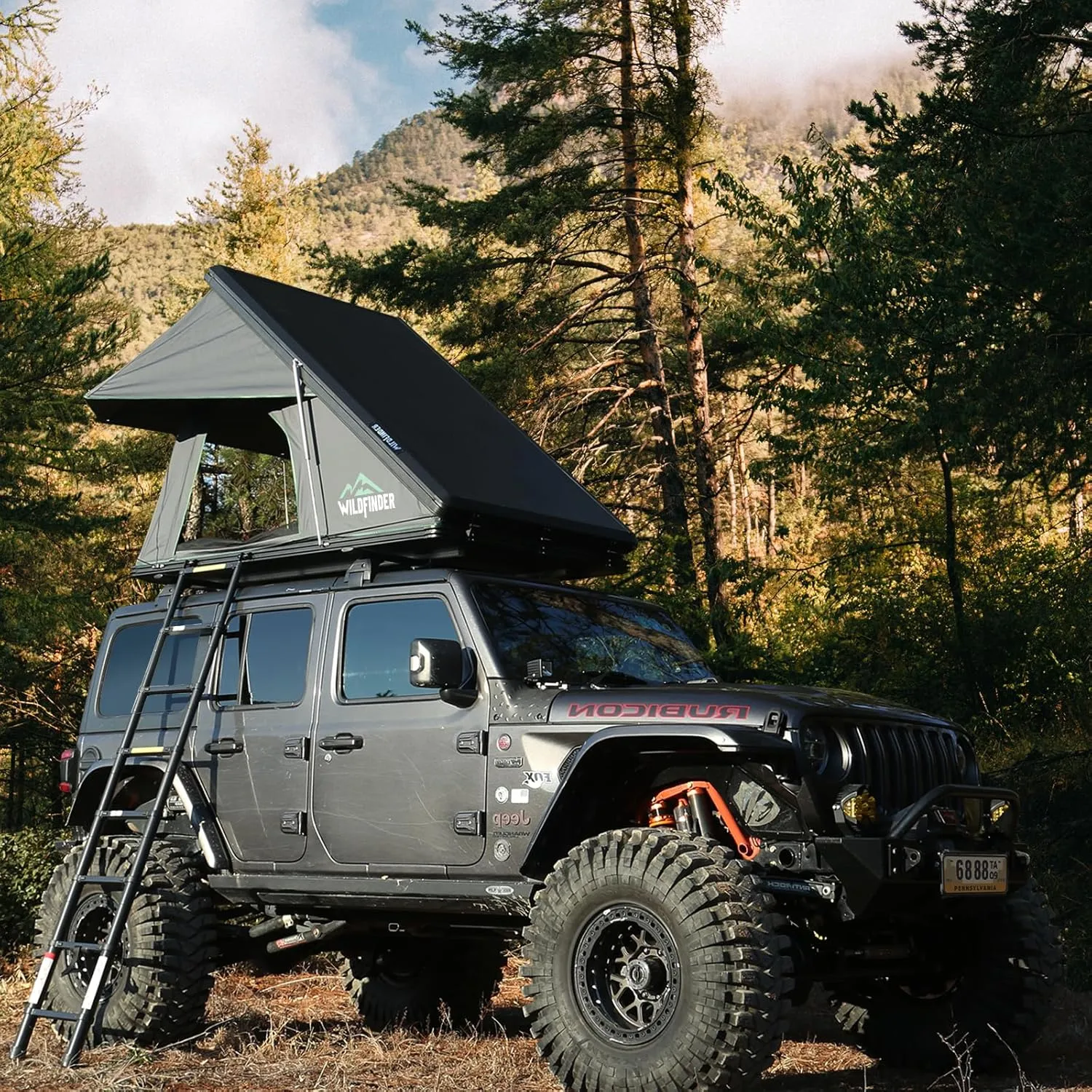 Rooftop Tent Hard Shell Roof Top Tent Hardshell Suitable for Jeep SUV Truck Van, 2-3 Person, Gray