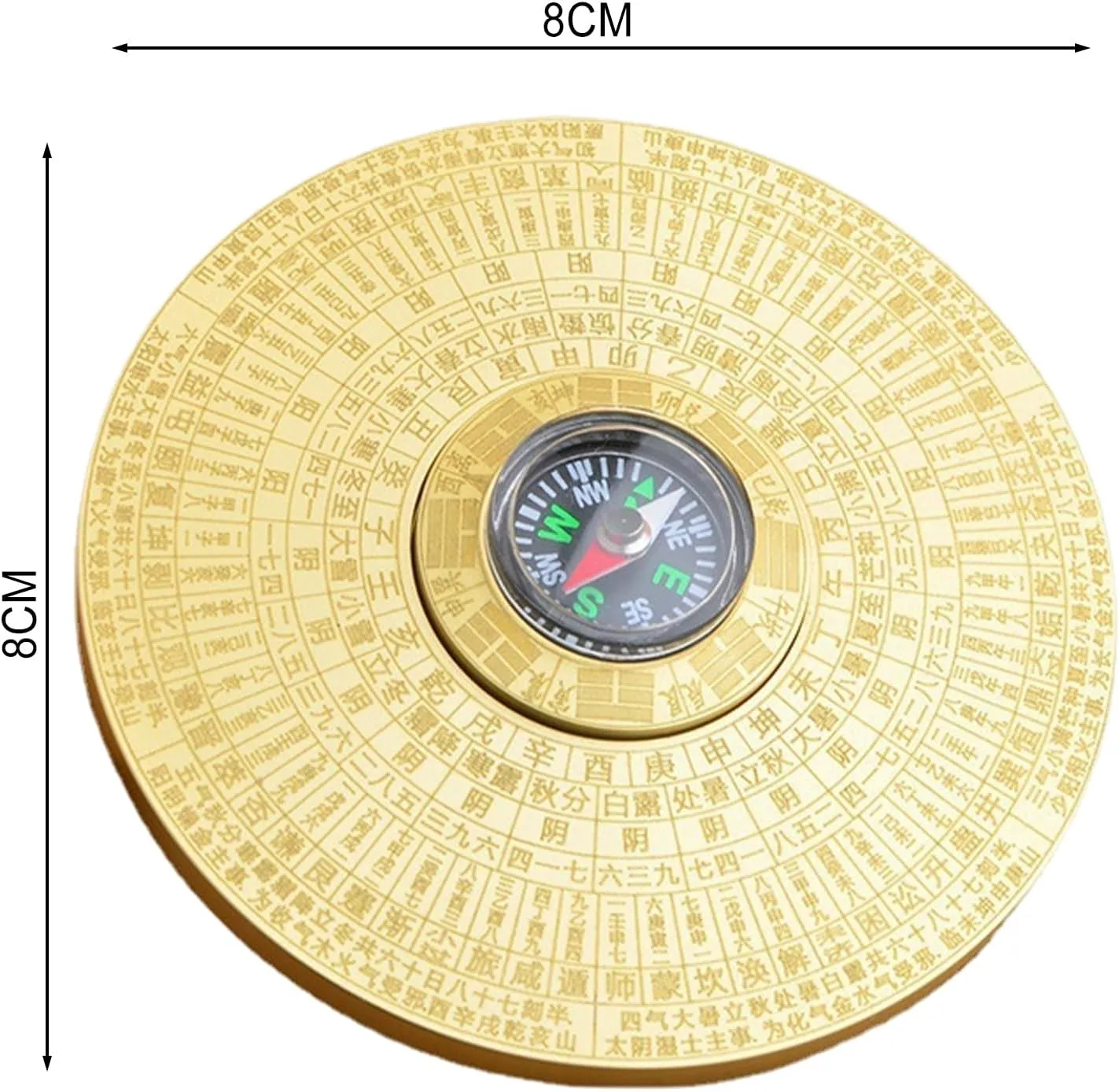 Rotatable Feng Shui Compass Luo-Pan, Rustproof Retro Style Chinese Tai Chi Bagua Brass Compass for Good Luck Home Planning Decoration A