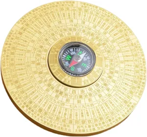 Rotatable Feng Shui Compass Luo-Pan, Rustproof Retro Style Chinese Tai Chi Bagua Brass Compass for Good Luck Home Planning Decoration A