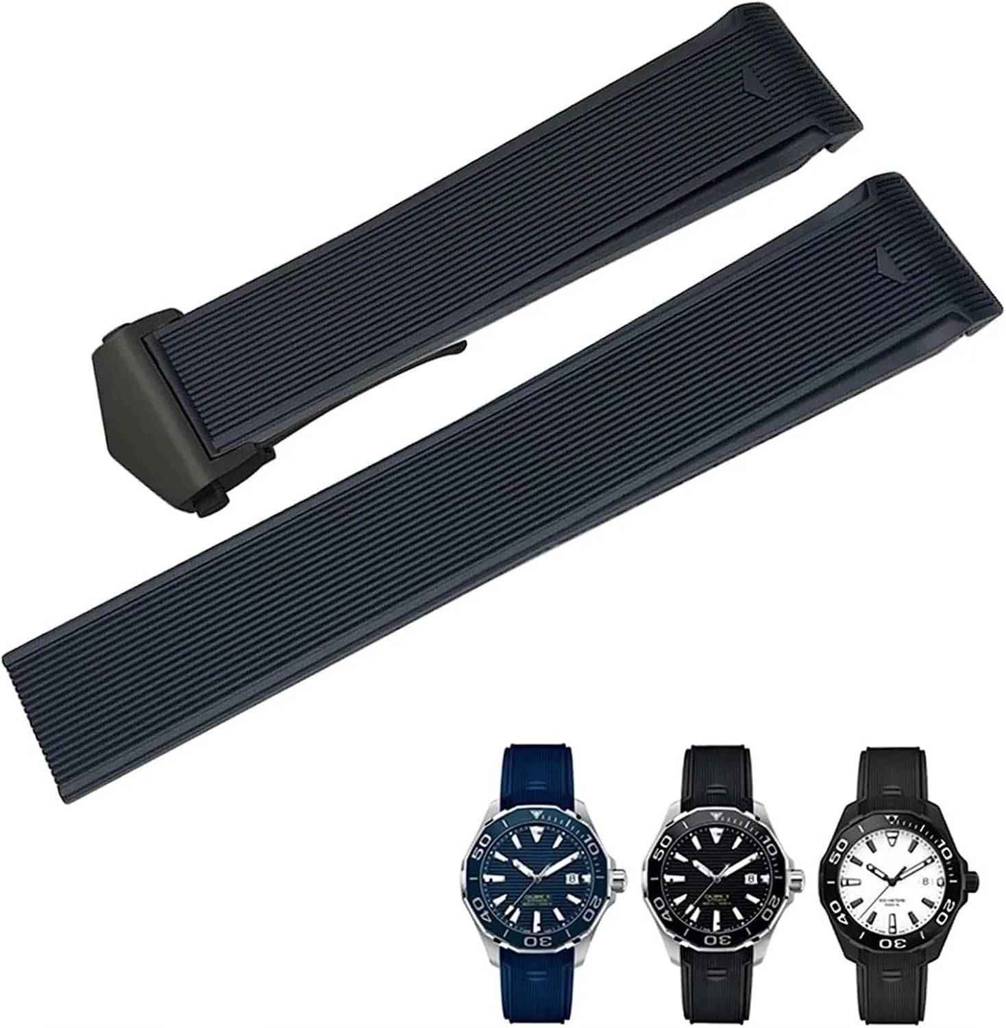 Rubber Watch Strap for Tag Heuer CARRERA AQUARACER 300 WAY201A WAY211C watchband Watch Accessories