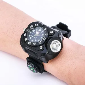Running Light, Portable Rechargeable Wrist Light, LED Running Lights with 5 Modes, Waterproof Tactical Flashlight with Compass for Running Biking Mountain Climbing Camping Hiking Night Fishing