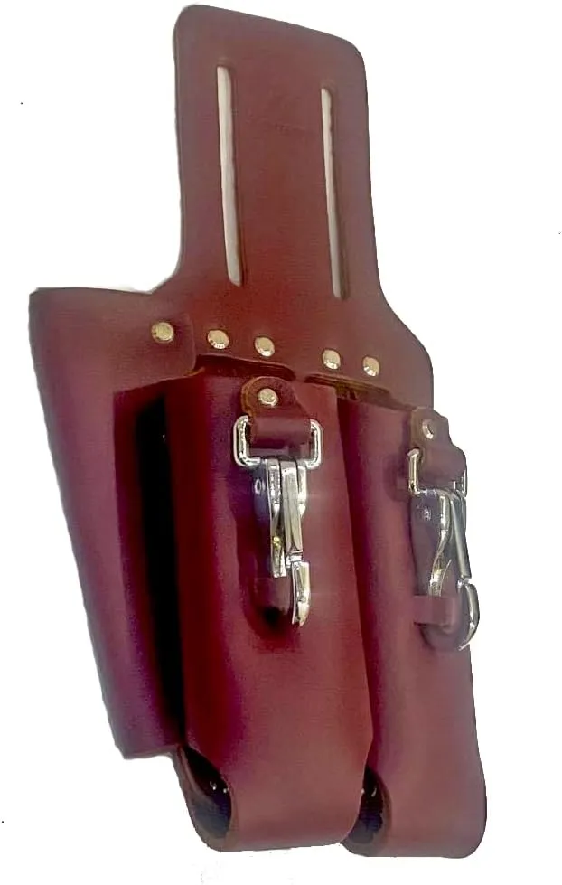 Saddle Leather 3 Pocket Linesmen and Electricians Tool Holder