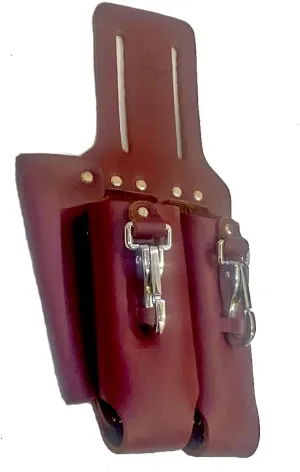 Saddle Leather 3 Pocket Linesmen and Electricians Tool Holder