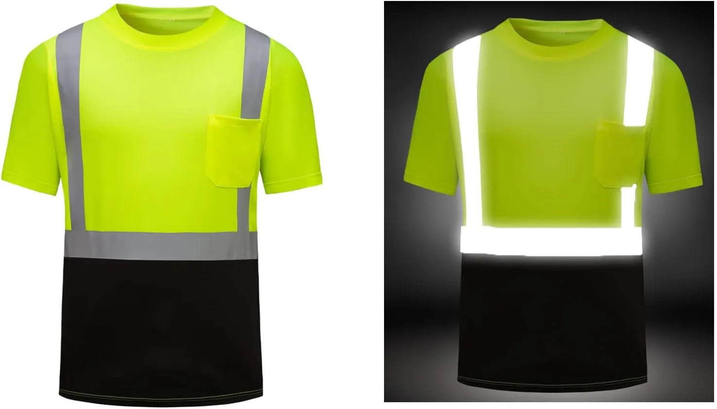 Safety Shirts for Men Reflective Stripe Short Sleeve Colorblock Utility Work Tee Breathable with Pocket Multi Pack 2025
