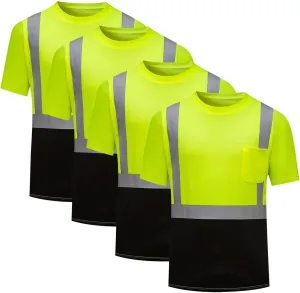Safety Shirts for Men Reflective Stripe Short Sleeve Colorblock Utility Work Tee Breathable with Pocket Multi Pack 2025