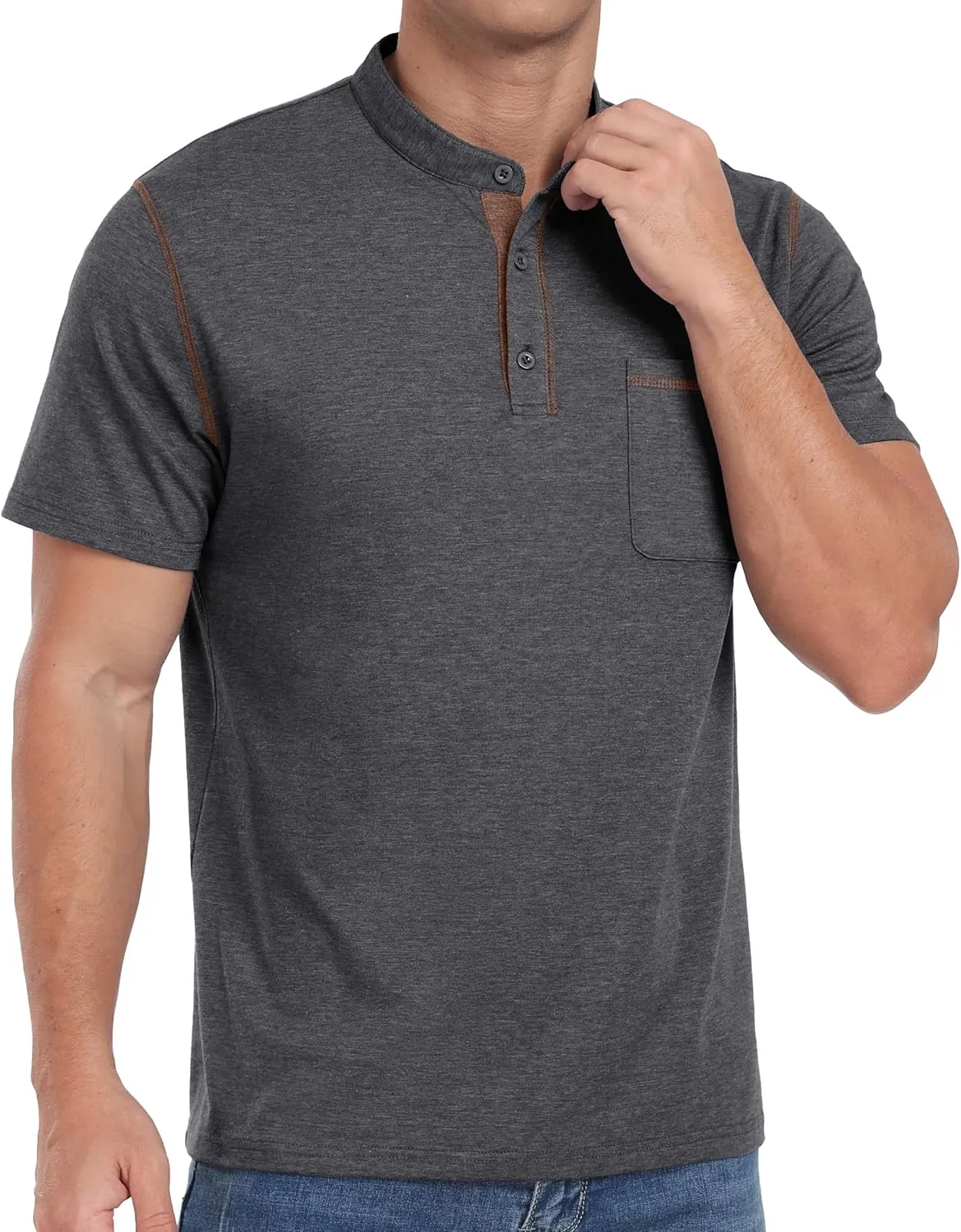 Sailwind Mens Henley Shirts Short Sleeve Summer Casual Classic Cotton T Shirts Pocket Button Shirt