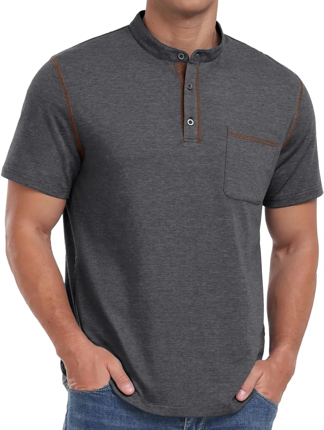Sailwind Mens Henley Shirts Short Sleeve Summer Casual Classic Cotton T Shirts Pocket Button Shirt
