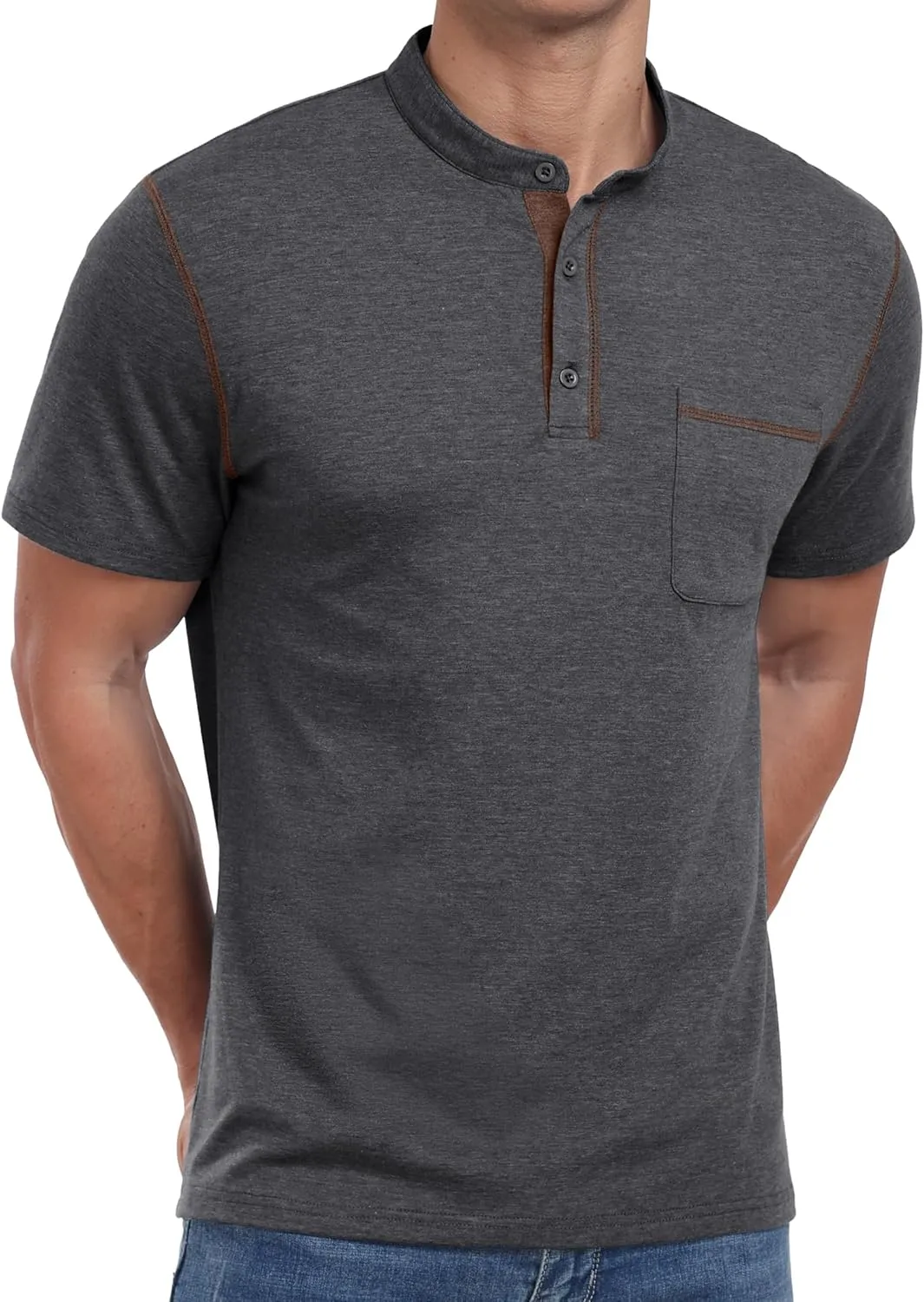 Sailwind Mens Henley Shirts Short Sleeve Summer Casual Classic Cotton T Shirts Pocket Button Shirt