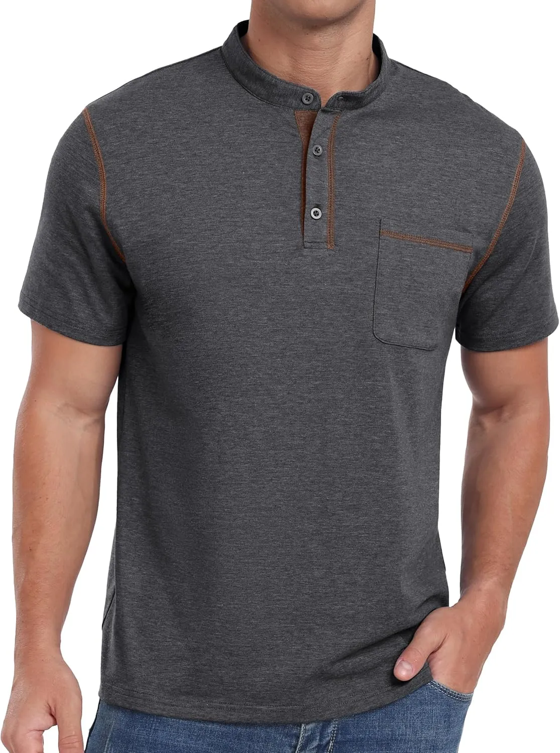 Sailwind Mens Henley Shirts Short Sleeve Summer Casual Classic Cotton T Shirts Pocket Button Shirt