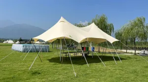 SAM&HAIBEI Thincker Canvas Waterproof Portable Tarp Multifunctional Outdoor Camping Traveling Awning Backpacking Tarp Shelter Rain Tarp，Big tarp for Family Active or Out Active. 29.5ft*14.5ft tarp