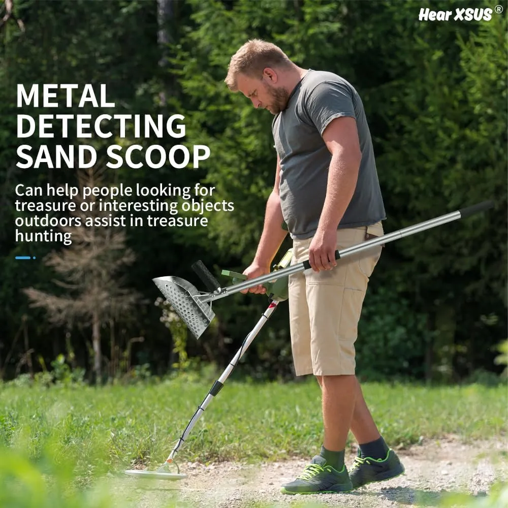 Sand Scoop for Metal Detecting, Sand Sifter Scoop with Long Handle, Metal Detector Scoop Shovel for Beach and Metal Detecting Accessories