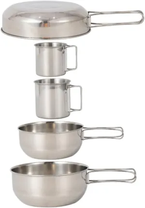 Sanitary 5pc Stainless Steel Camping Picnic Bowl Cups Utensil Set Safe for Outdoor