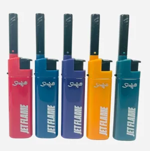 Scripto Hybrid Jet Flame Torch Refillable Adjustable Flame Candle Fireplace BBQ Lighters with Extended Reach Nozzle 5 Pack, Assorted