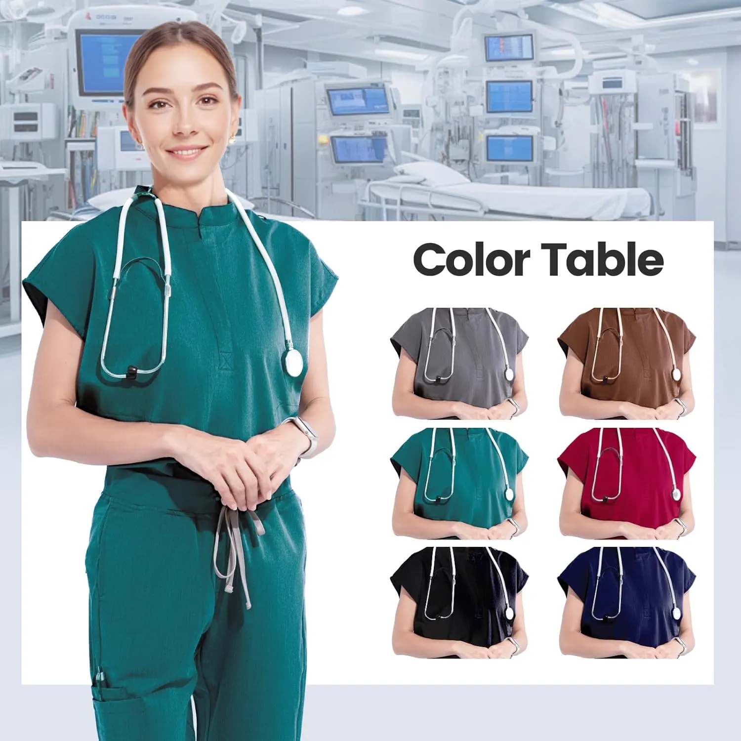 Scrubs for Women Scrub Sets, Slim Scrubs Stretch Top & Jogger Scrub Pants with Multi Pocket Yoga Waistband