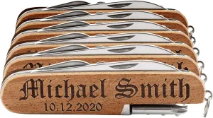Set of 6 - Personalized Pocket Knife w/Name & Date, 10 Font Option - Personalized 8-Function Multi-Tool Pocket Knives, Custom Engraved Knives, Groomsmen Gift, Gift for Him, Gift for Dad from Daugther
