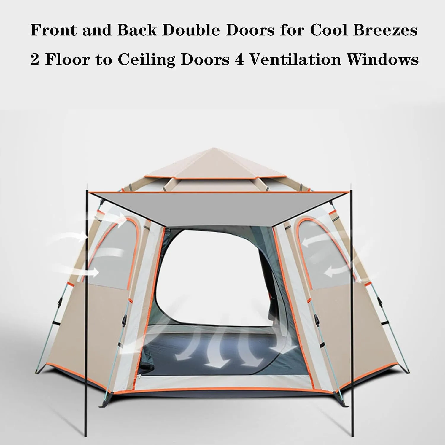 SFKLYU 3/8 Person Camping Tent, Weatherproof Family Tent with Included Rainfly and Strong Frame Adjustable Ventilation