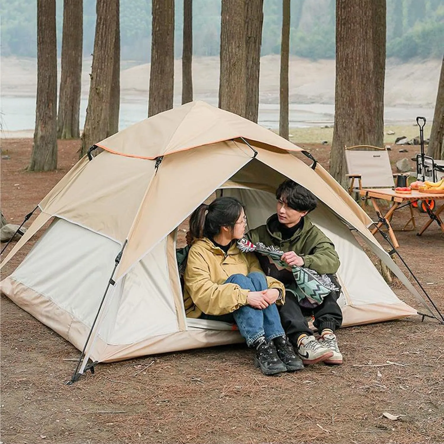 SFKLYU Instant Tents for Camping 3/4 Person Pop Up Tent Waterproof Easy Setup Camping Tent Backpack Double Layer Camping Tents