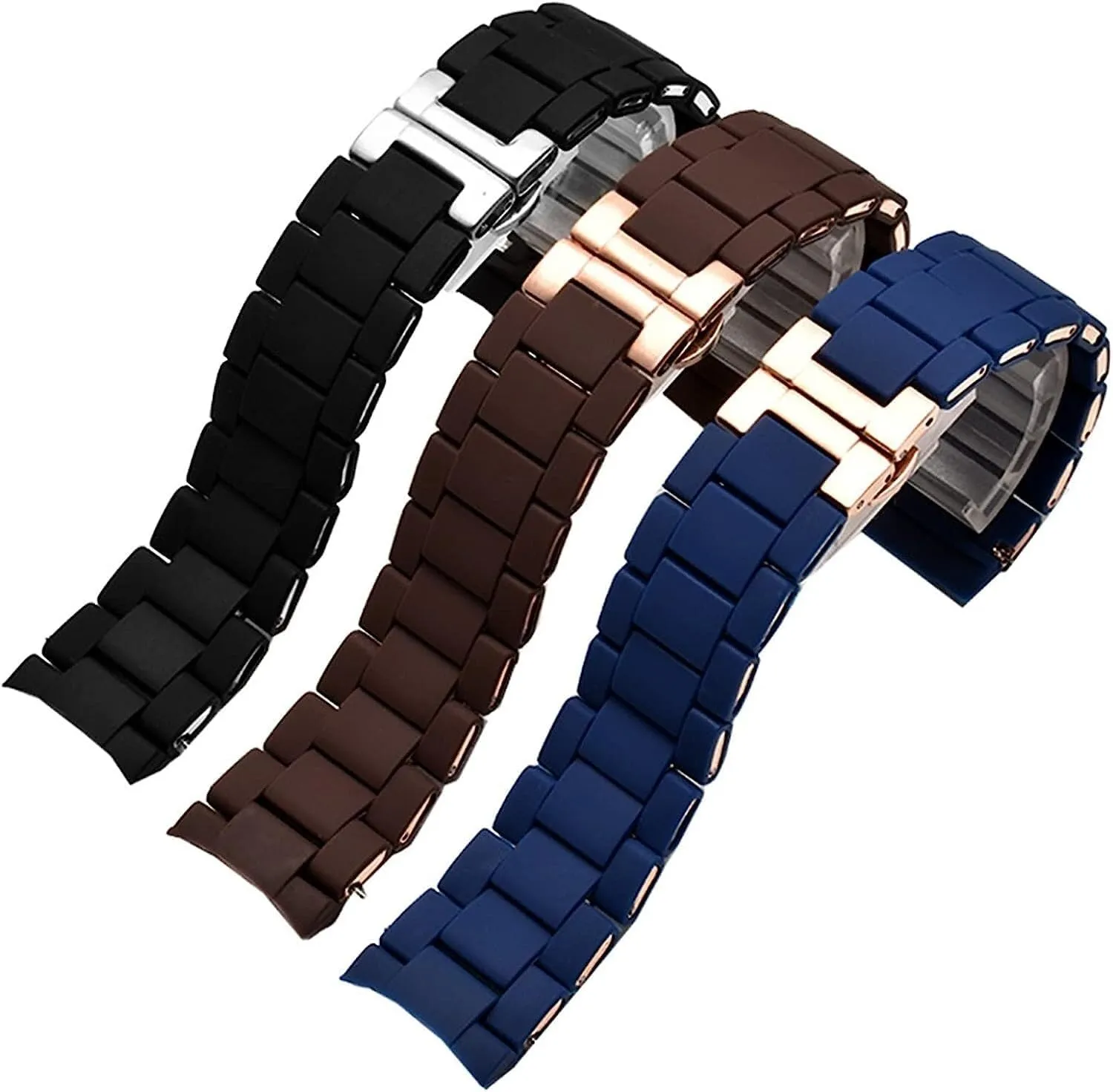 Silicone cover steels Wristband Bracelet For Armani AR5905 AR5906 AR5919 AR5920 20 23mm Watch Strap with rose gold Buckle