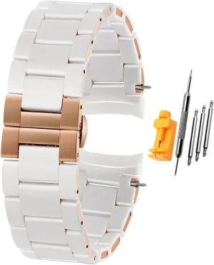 Silicone cover steels Wristband Bracelet For Armani AR5905 AR5906 AR5919 AR5920 20 23mm Watch Strap with rose gold Buckle