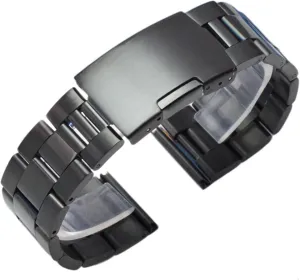 Silver Black Metal Watch Band Bracelet 18mm 20mm 22mm 24mm Men Strap 316L Solid Stainless Steel Straight End Watchbands Lasting