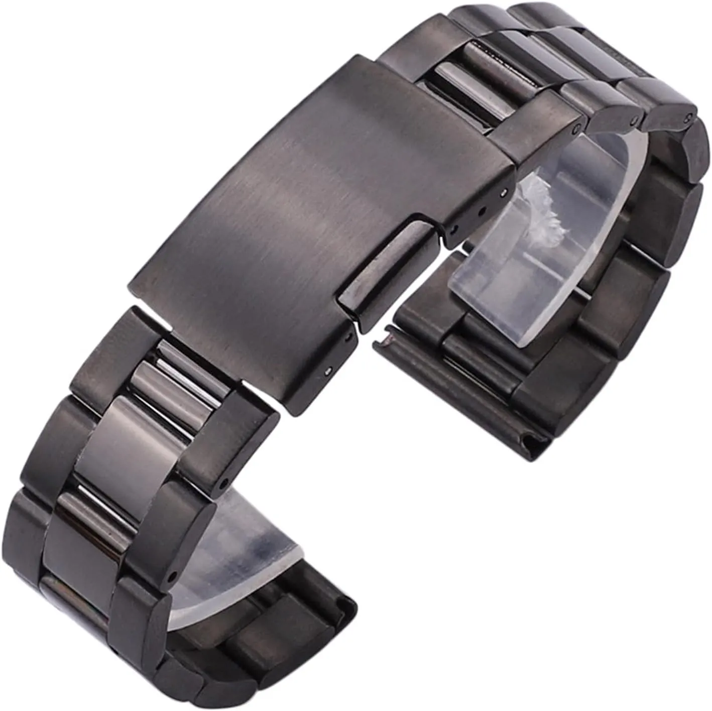 Silver Black Metal Watch Band Bracelet 18mm 20mm 22mm 24mm Men Strap 316L Solid Stainless Steel Straight End Watchbands Lasting