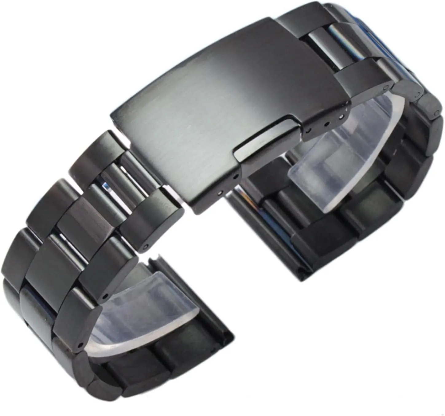Silver Black Metal Watch Band Bracelet 18mm 20mm 22mm 24mm Men Strap 316L Solid Stainless Steel Straight End Watchbands Lasting