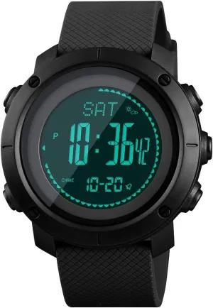 SKMEI Mens Compass Watch, Digital Sports Watch Pedometer Altimeter Barometer Temperature Military Waterproof Wristwatch for Men Women