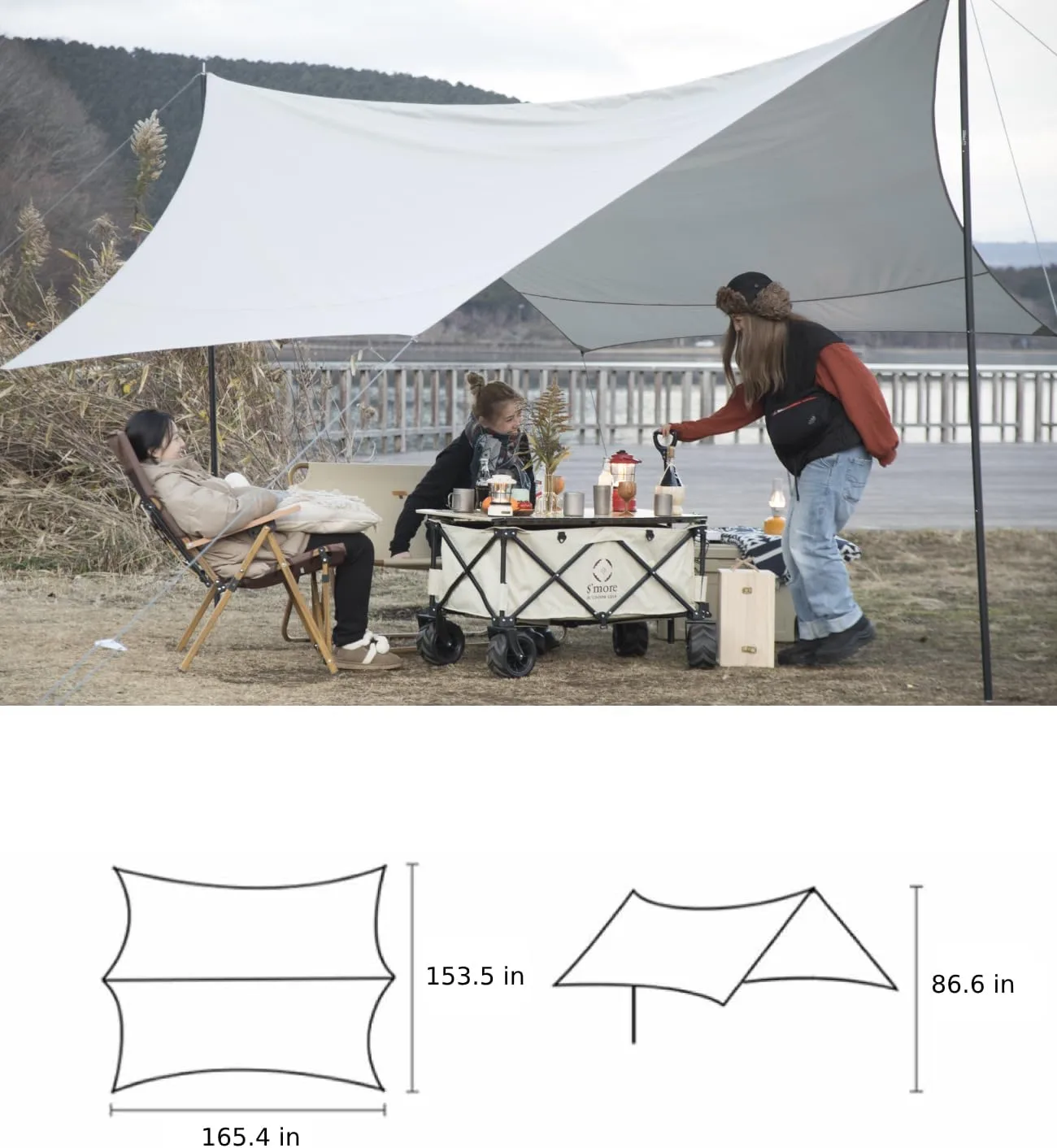 S'more Tent Tarp 420, Waterproof Camping Tarp for Camping Front Porch Awning Rain Fly Tarp for Camping Hiking and Outdoor Activities