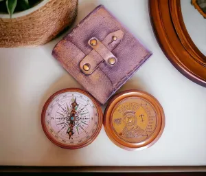 So You Can Always Find Your Way Back Home Engraved Brass Compass with Leather Case - Vintage 100 Years Calendar Poem Compass - Compass for Catholic, Graduation, Baptism, Inspirational, Christian Gift