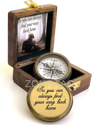 So You Can Always Find Your Way Back Home'' Engraved Compass, Romantic Gift Ideas for Him/Her - Husband Gifts from Wife, Weeding Gifts for Men, Keepsake Gifts for Husband, Personalized Gifts for Men